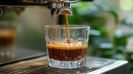 Espresso pouring into glass