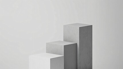 3D bar graph with ascending blocks in grayscale, symbolizing business growth and financial progress