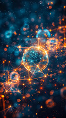 Obraz premium Interconnected Digital Network with Glowing Nodes and Lines Depicting Modern Connectivity and Technology