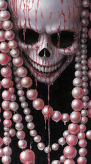Bloody Skull with Pink Pearls