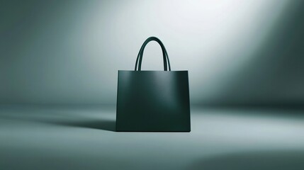 Dark Green Shopping Bag on Minimalist Background