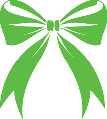 Stylish Green PNG Vector Bow with Pointed Loops and Tails for Decorative and Gift-Themed Designs