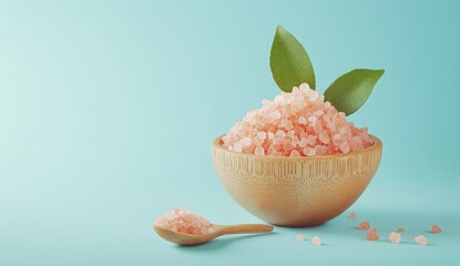 Pink Himalayan salt in wooden bowl (5)