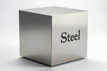 A minimalist metallic cube. conveying concepts of industrial materials, durability, and abstract design