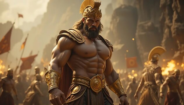 Mighty King Leonidas: A Spartan Warrior's Gaze