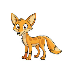 Cartoon Fox Standing Isolated on White Background, Orange Fur, Cute Animal