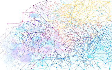 Fototapeta premium Abstract Network Connections Watercolor Pastel Background Digital Art