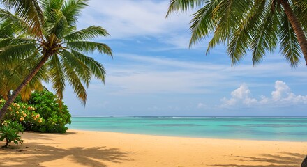 Fototapeta premium Paradise Found: Midday's Embrace AI Generated