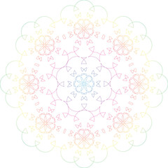 Dreamy simple light rainbow gradient outline wallpaper with mandala pattern. Vector background for yoga and meditation.