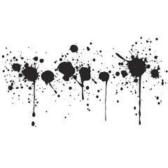 Abstract black paint splatter design with various shapes and sizes