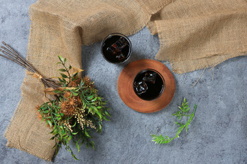 アイスコーヒー　俯瞰　Iced coffee, bird's-eye view