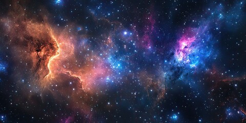 Fototapeta premium Majestic Cosmic Canvas: A Stunning Depiction of Nebula Formation and Stellar Dust