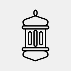 Icon islamic lantern. Islamic elements of Ramadhan, Eid Al Fitr, Eid Al Adha. Icons in line style. Good for prints, posters, logo, decoration, greeting card, etc.