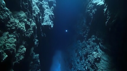 Deep underwater cave, looking up