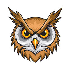 owl head mascot vector illustration angry owl design