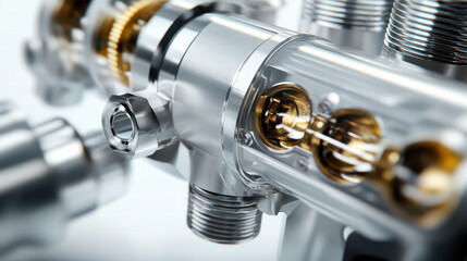 Detailed Engine Mechanism: A close-up view showcasing the intricate inner workings of a complex engine mechanism. The image is a showcase of engineering and the precision of industrial design.