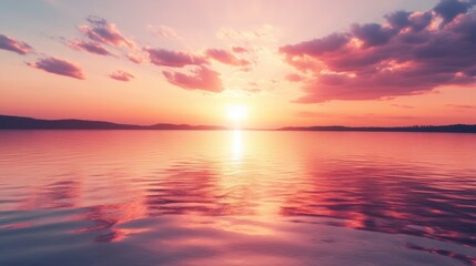 Obraz premium romantic background with a sunset over a calm lake