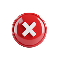 Obraz premium Bold red button with white cross symbolizes cancellation or error in a modern, minimalist design setting