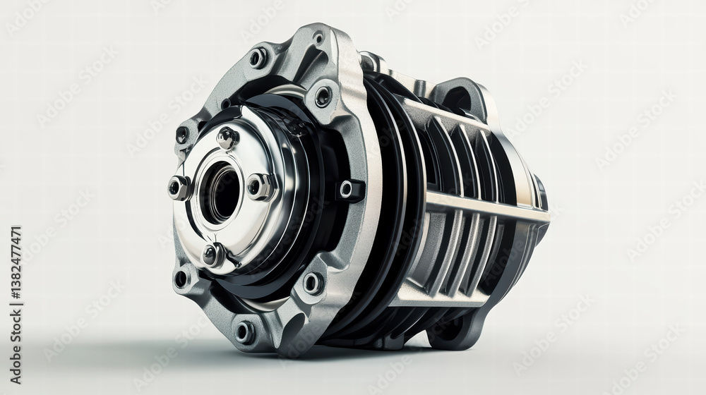 Poster precision engineering component: a detailed close-up reveals the intricate design and robust constru