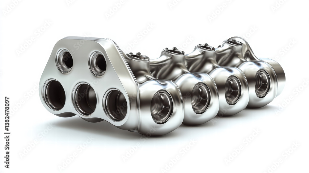 Poster industrial precision: a close-up captures a precisely engineered metal component. the gleaming metal