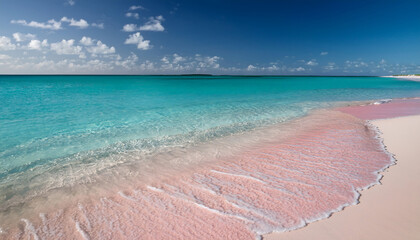 Gentle surf on pink sands beach