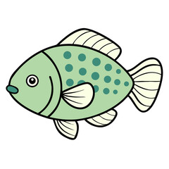 Fototapeta premium Cute Green Fish Cartoon vector , Sea Life, Aquatic Animal
