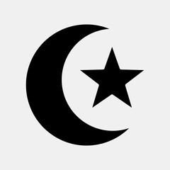 Icon moon and star. Islamic elements of Ramadhan, Eid Al Fitr, Eid Al Adha. Icons in glyph style. Good for prints, posters, logo, decoration, greeting card, etc.