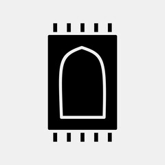 Icon prayer rug. Islamic elements of Ramadhan, Eid Al Fitr, Eid Al Adha. Icons in glyph style. Good for prints, posters, logo, decoration, greeting card, etc.