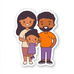 Happy African American Family Portrait Illustration A cheerful young daughter with her loving parents a perfect depiction of family togetherness