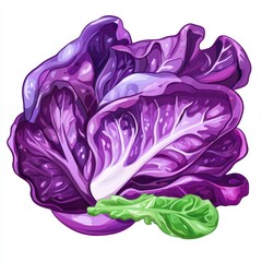 Obraz premium Vibrant Purple Cabbage Leaves Fresh Healthy and Delicious Vegetable Illustration Perfect for Culinary Health or Vegan related projects
