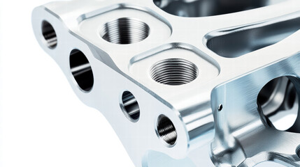 Engineering Precision: An up-close view of a metallic, machined component showcasing a high degree of precision in industrial design. Reveals the elegance of functional hardware.