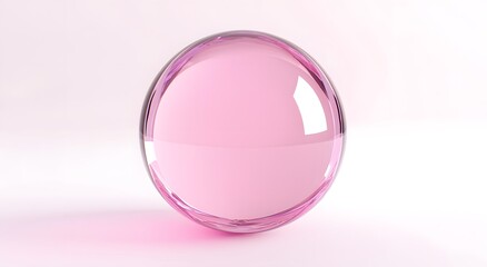 3D Rendering of Pink Water Droplets on Glass Ball for Cosmetic Advertisement