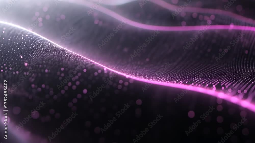 Poster colorful abstract wave pattern with dots against a dark background generative ai