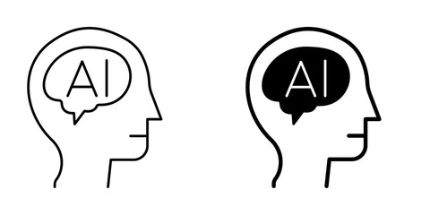    AI Brain   Icon Line & Glyph Style