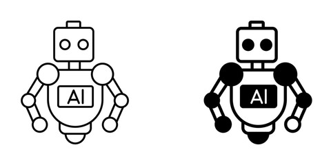 AI Robot Icon Line & Glyph Style