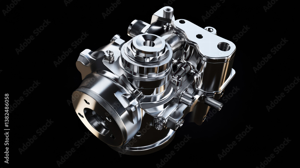 Poster the engine component: a detailed image showcasing a meticulously crafted mechanical engine component