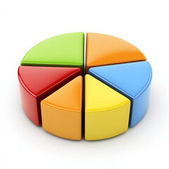 Fototapeta premium Colorful pie chart segments arranged in circular shape, representing data visually