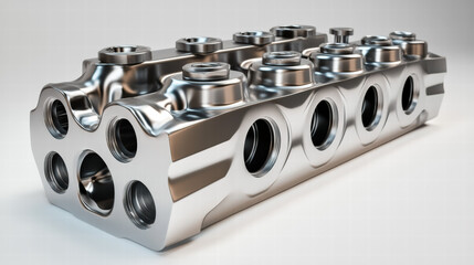 Precision Engineering: A close-up shot of a meticulously crafted metal component, reflecting light with its polished surface, showcasing the intricacy of engineering design.