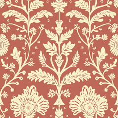 Indian kalamkari Oriental Ornamental Seamless Pattern 9. Mughal Ornamental Art