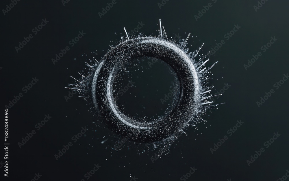 Poster abstract dark gray ring with particle splash