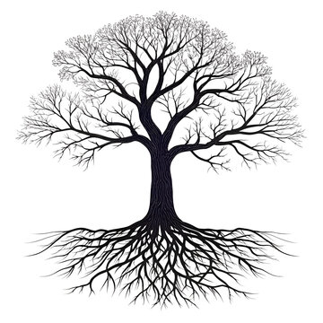 tree with roots silhouette