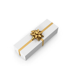 Sleek White Gift Box with Gold Ribbon