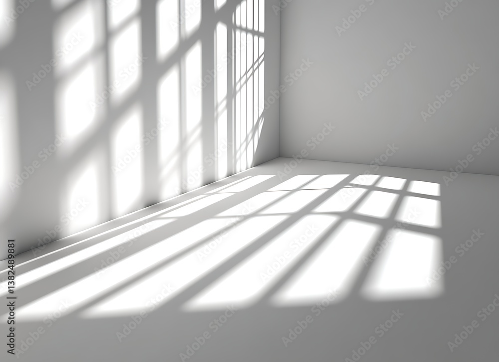 Poster 3d rendering of a white background with a soft shadow and shadow effect, providing an empty space fo