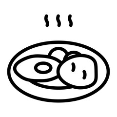 Meatloaf Plate Vector Line Icon Design