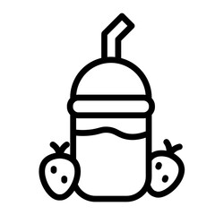 Milkshake with Straw Vector Line Icon Design