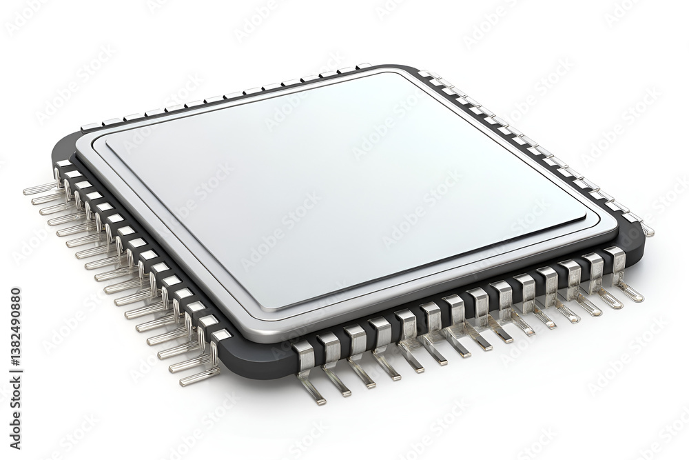Poster computer processor isolated on white background