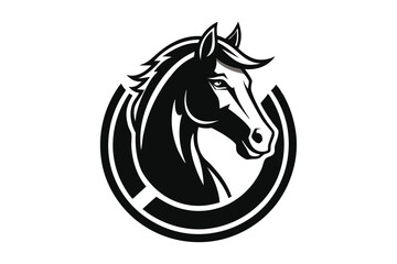 Majestic Horse Head with Horseshoe Shape on White Background