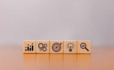 Wooden blocks concept of e-learning education, internet lessons and webinars, online lesson...