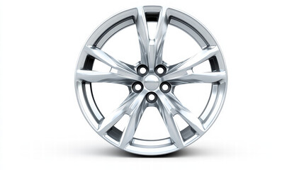Obraz premium Shiny Alloy Wheel : A close-up shot of a shiny alloy wheel, its intricate design and polished surface catching the light, hinting at speed and precision.