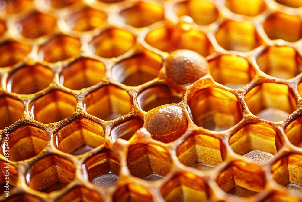 Poster honeycomb's sweet secret: a macro view of a honeycomb, revealing the intricate architecture of hexag